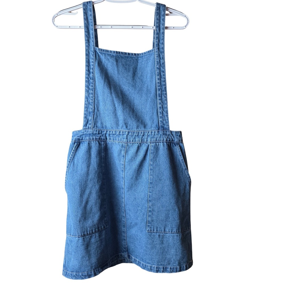 Lulus Womens Small Denim Overall Pinafore Mini Dress Blue Adjustable Strap